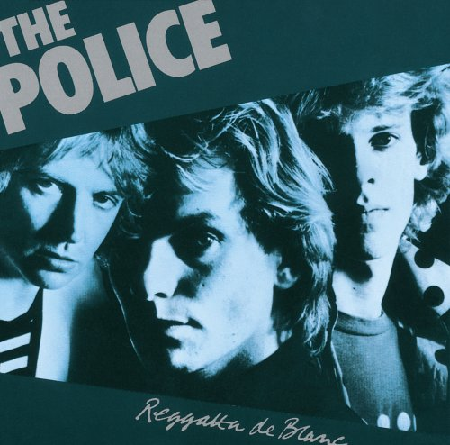 The Police album borító, három férfi középen. Szöveg: Reggatta de Blanc.