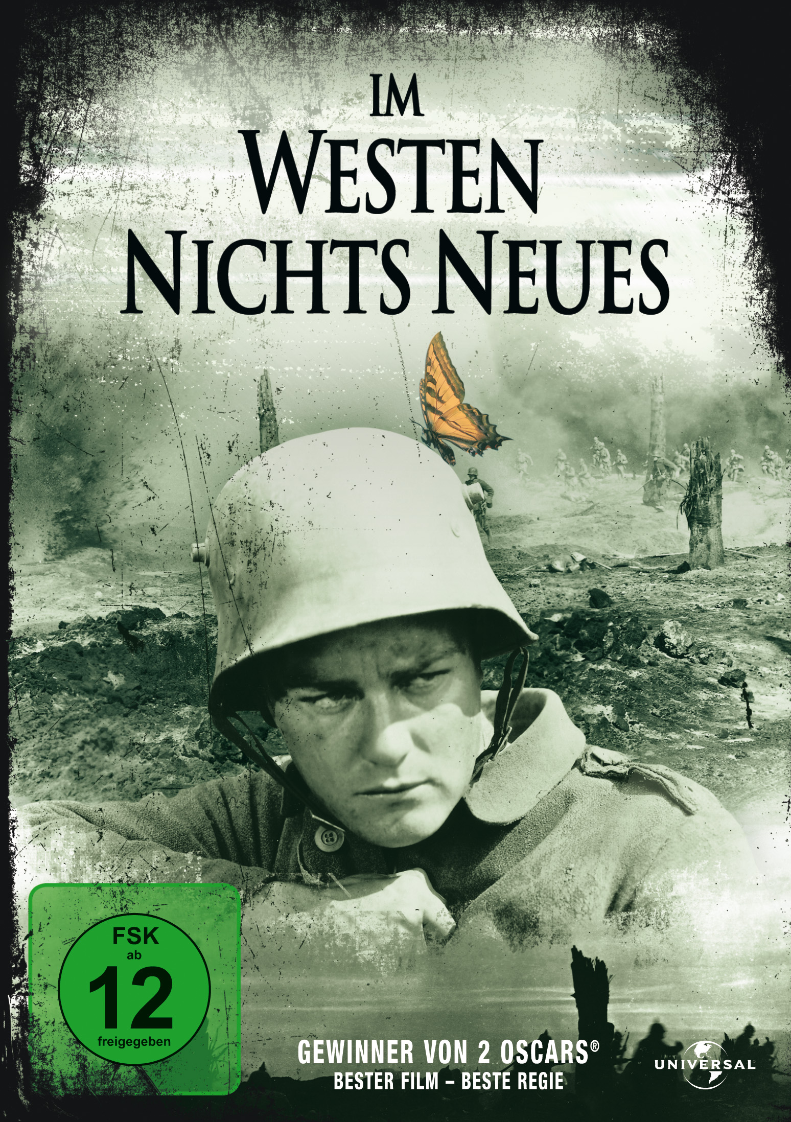 DVD-Cover des Films 'Im Westen nichts Neues', Soldat mit Helm.