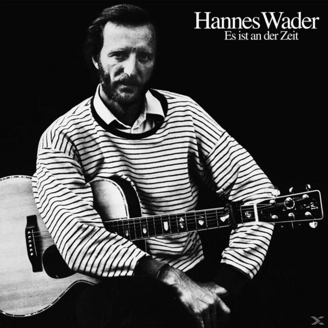 Ein schwarz-weißes Albumcover von Hannes Wader mit Gitarre. Schwarzer Hintergrund.