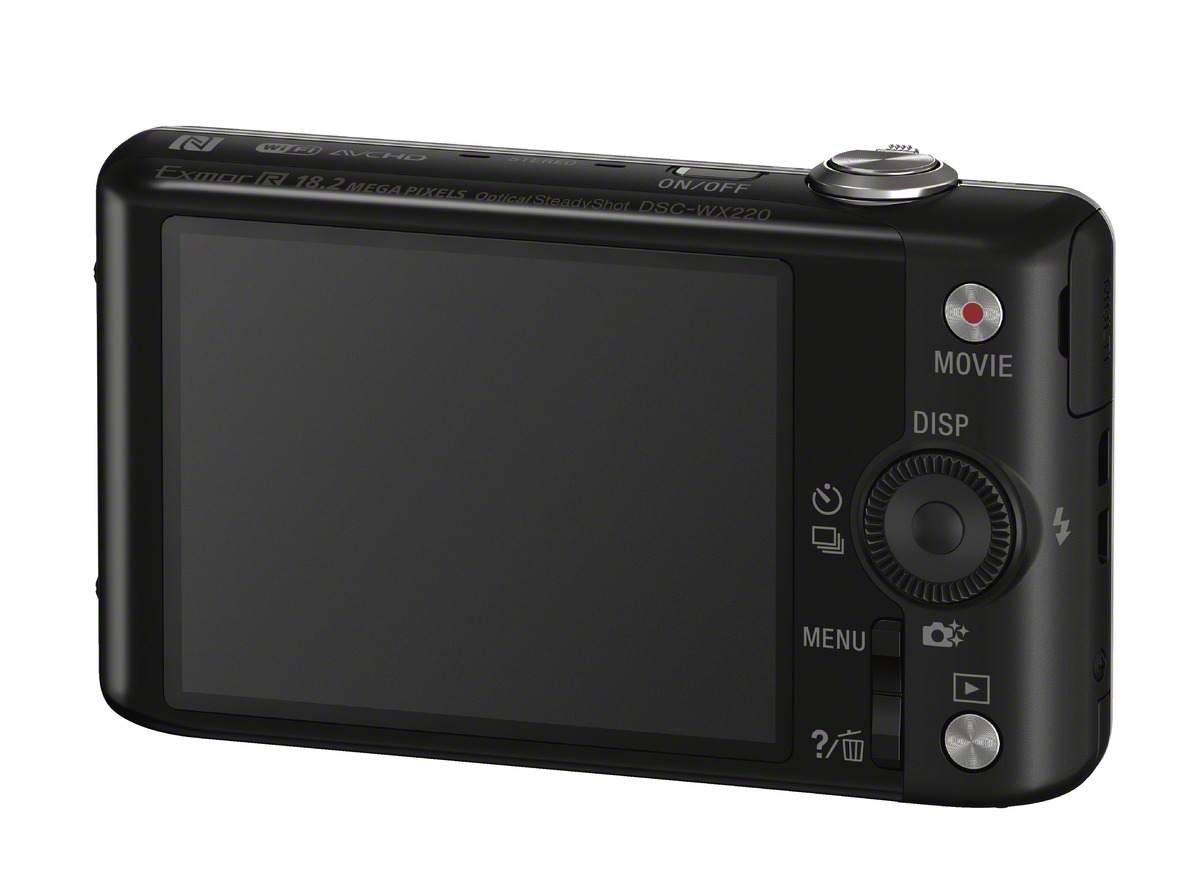 SONY Cyber-shot DSC-WX220 NFC Digitalkamera Schwarz, 10x opt. Zoom, TFT-LCD, Xtra Fine, WLAN