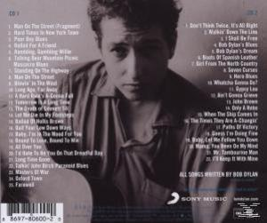 Albumcover mit Bob Dylan. Text listet Songs auf. Sony Music Logo unten.