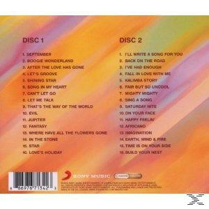 CD-Rückseite mit Titellisten. Bunter Hintergrund. Disc 1 und Disc 2.