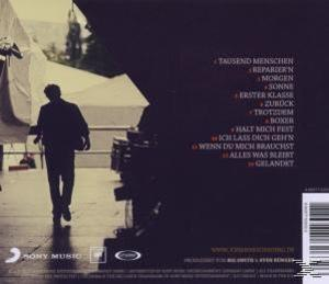 Rückseite einer CD-Hülle. Zeigt Songtitel, eine Silhouette eines Mannes und das Sony Music Logo.