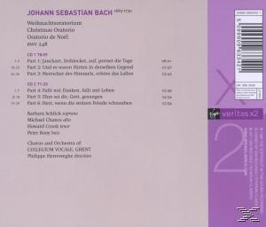Rückseite eines Bach-Albums mit Titellisten und Credits. Es hat ein lila-weißes Design.