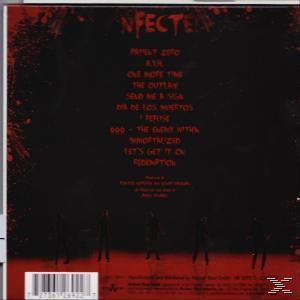 Album-Rückseite mit dunkelrotem Hintergrund. Songtitel und Silhouetten von Personen sind sichtbar.