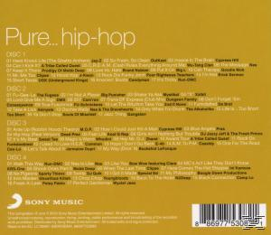 Albumcover mit Titelliste. Titel: Pure...hip-hop. Disc-Nummern und Titel.