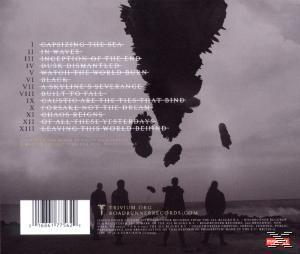 CD-Rückseite: Trivium-Album. Text mit Songliste, Silhouetten von Personen.