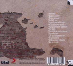 CD-Cover mit abblätternder Farbe, die eine Backsteinmauer freilegt. Text auf Deutsch sichtbar.