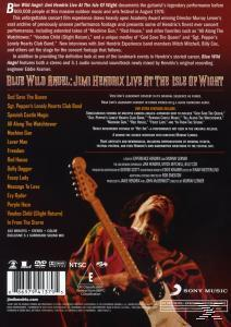 DVD-Rückseite: Jimi Hendrix mit Gitarre und Text über Isle of Wight-Konzert. Farbe.