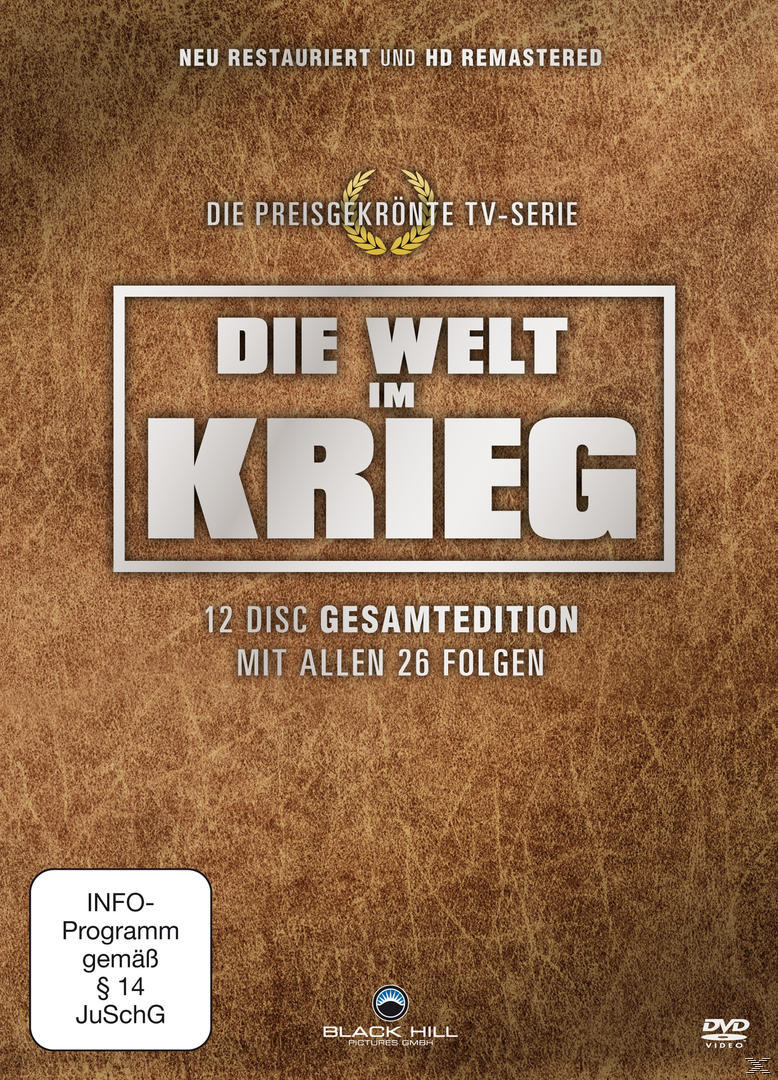 DVD-Cover mit dem Titel 'Die Welt im Krieg'. Es zeigt einen braunen, strukturierten Hintergrund und weißen Text.