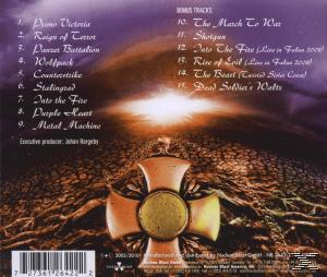 Album-Rückseite mit einem goldenen Kreuz. Der Hintergrund ist ein Sonnenuntergang. Songtitel sind aufgelistet.