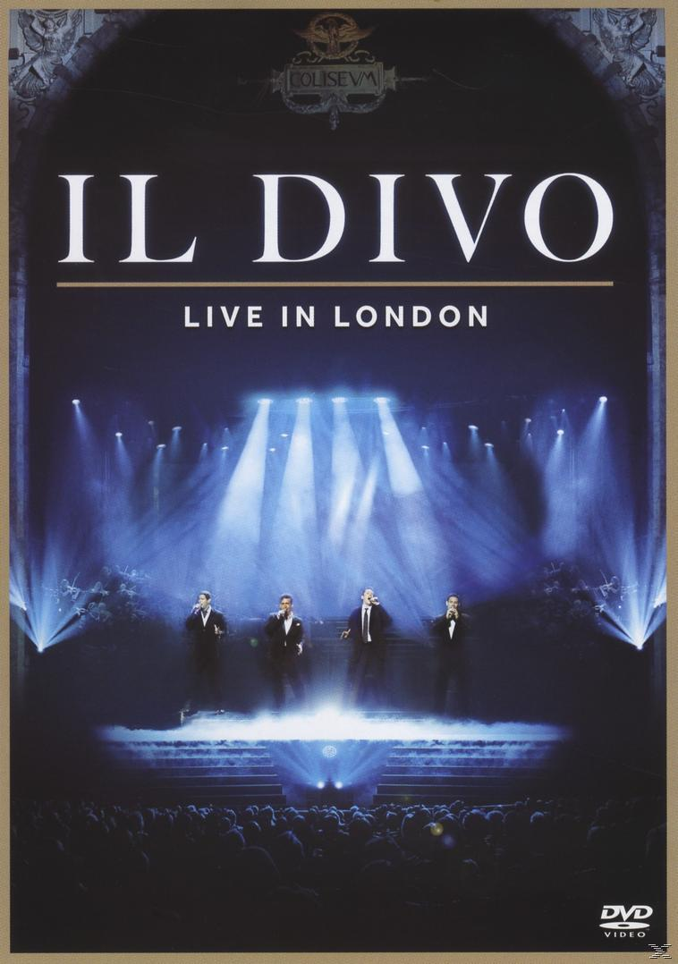 DVD-Cover von Il Divo Live in London. Vier Männer in Anzügen singen auf einer Bühne.