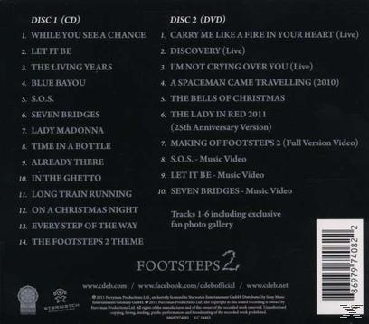 CD-Rückseite mit einer Liste von Songs. Der Titel lautet 'Footsteps 2'.