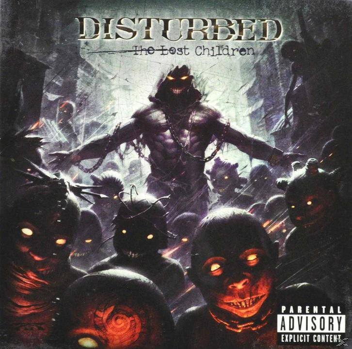 Albumcover: Eine dämonische Figur mit Ketten, umgeben von unheimlichen Figuren mit leuchtenden Augen.