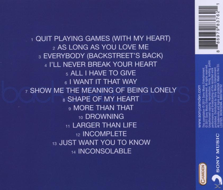 CD-Cover der Backstreet Boys mit Titelliste. Der Hintergrund ist lila.