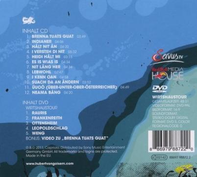 CD-Cover mit blauem Hintergrund und Text auf Deutsch. DVD- und CD-Inhalte sind aufgelistet.