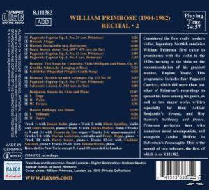 Rückseite einer CD mit Titellisten, Text und Informationen über die Aufnahme.