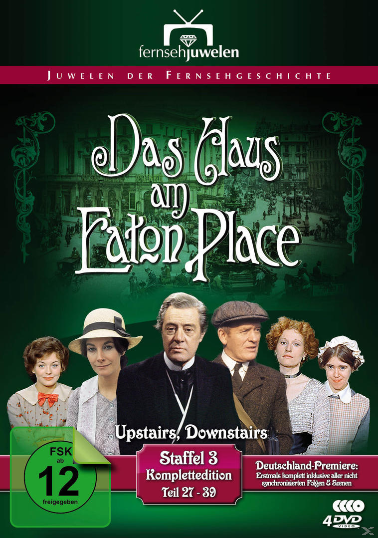 Das Haus am Eaton Place DVD-Cover. Zeigt eine Gruppe von Menschen vor einem Gebäude.