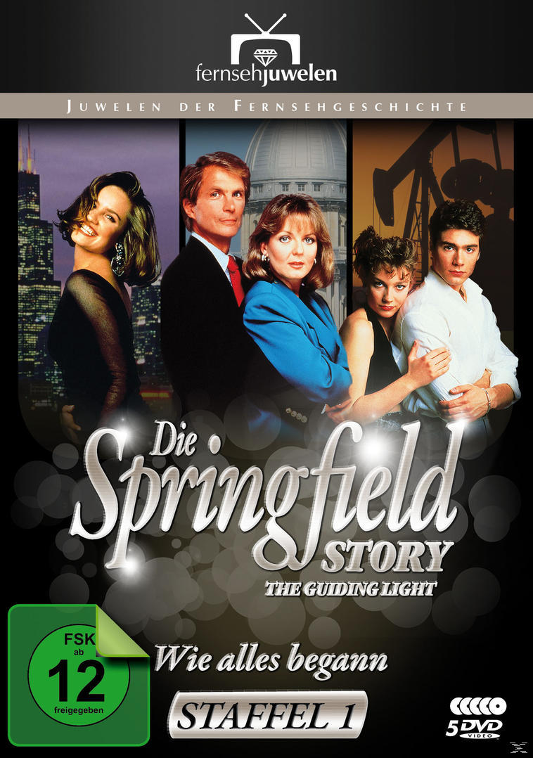 DVD-Cover mit Schauspielern, Titel 'Die Springfield Story'. Text: 'STAFFEL 1'.