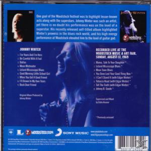 CD-Rückseite mit Titelliste, Johnny Winters Bild und Sony Music Logo.