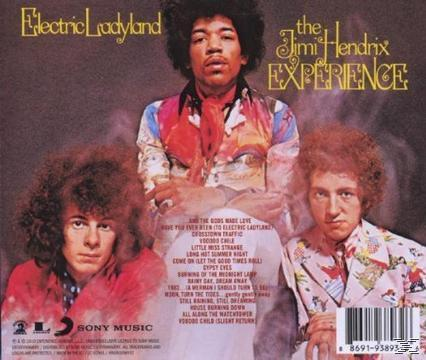 Albumcover von The Jimi Hendrix Experience, drei Bandmitglieder, Text und Songtitel.