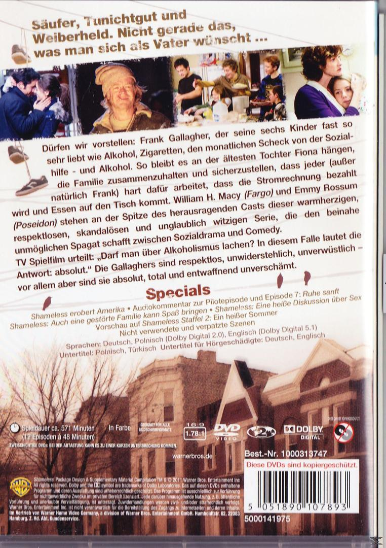 Rückseite einer DVD-Hülle. Text auf Deutsch über eine Show, eine Familie und ein Logo.