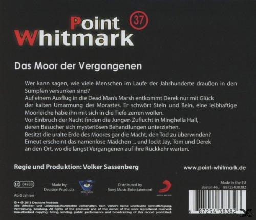 CD-Rückseite mit Text über 'Das Moor der Vergangenen' und einem Logo, mit dunklem Hintergrund.
