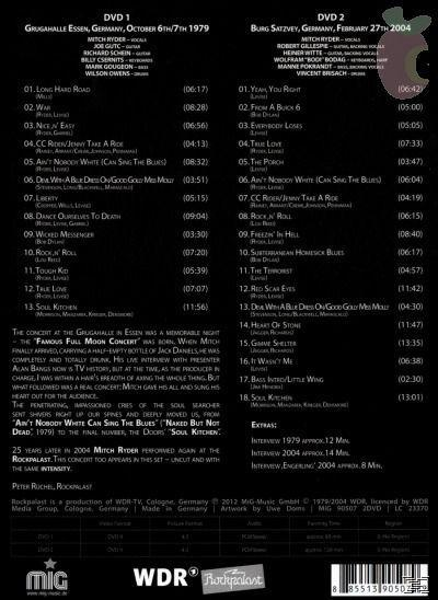 Rückseite einer DVD mit einer Liste von Songs und etwas Text.