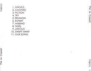 Albumcover mit Songtiteln. Der Text lautet The xx Coexist.