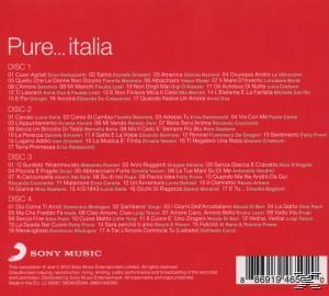 Pure... Italia CD. Roter Hintergrund, Titellisten in Weiß. Sony Music Logo und ein Barcode unten.