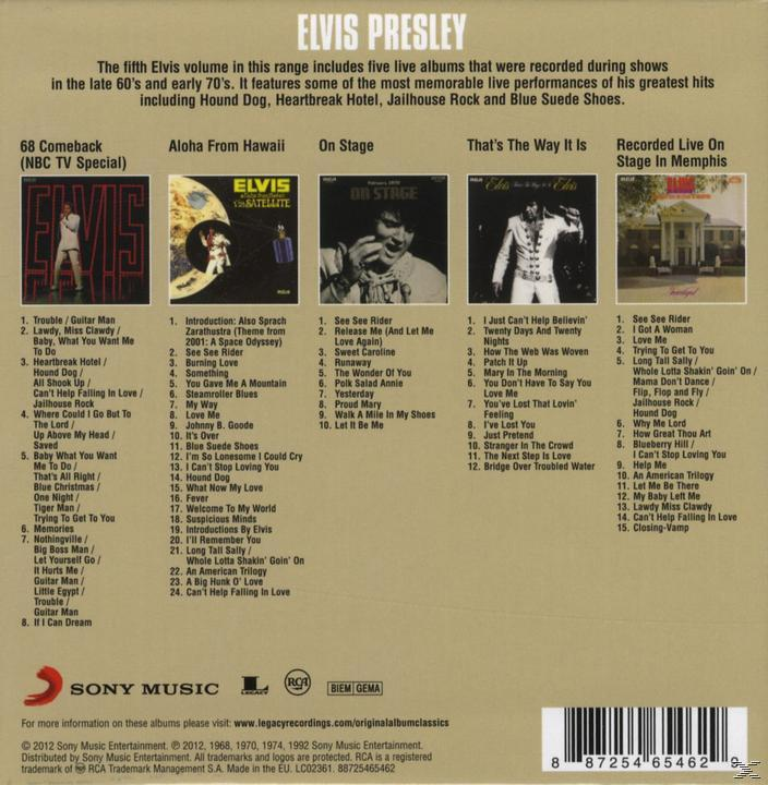 Ein CD-Cover mit einem Foto von Elvis Presley und einer Titelliste.