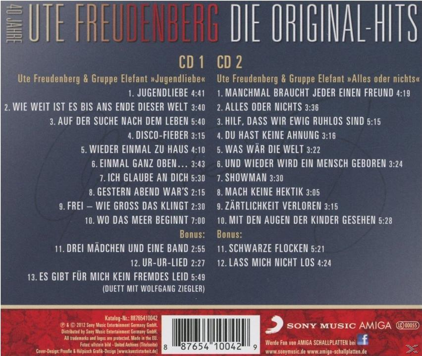 CD-Rückseite für Ute Freudenberg. Titellisten. Weißer Hintergrund mit deutschem Text.