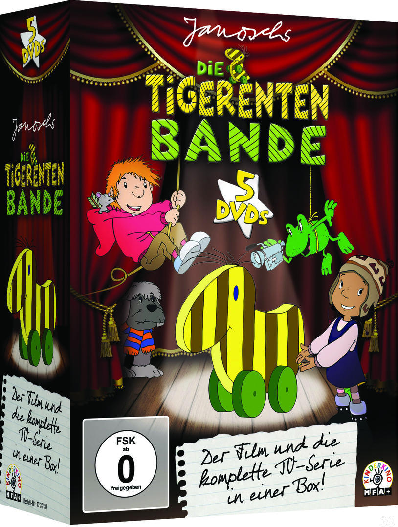 DVD-Cover für "Die & Tigarenten Bande" mit Zeichentrickfiguren und Text.