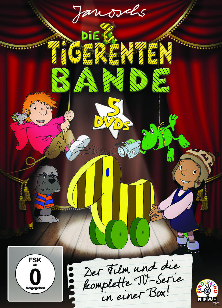 Animierte DVD-Hülle: ein Zebra, Kinder und ein Hund.