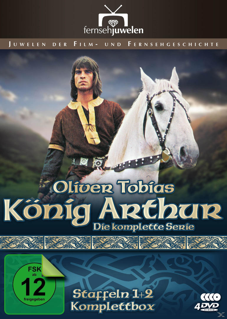 DVD-Cover für 'König Arthur'. Ein Mann mit langen Haaren auf einem weißen Pferd.
