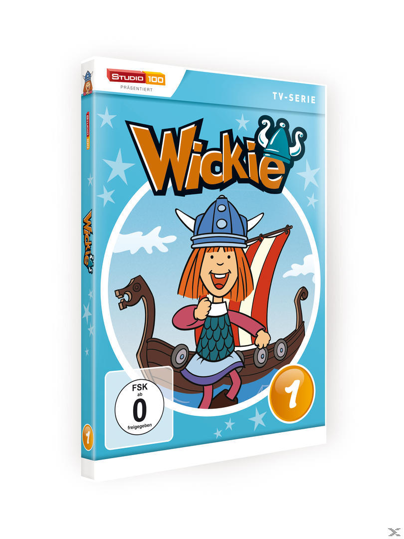 DVD-Hülle für die Zeichentrickserie 'Wickie' mit lächelnder Figur und Boot.