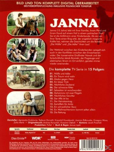 DVD-Cover eines polnischen Films mit dem Titel 'Janna' mit Kindern und Pferden.