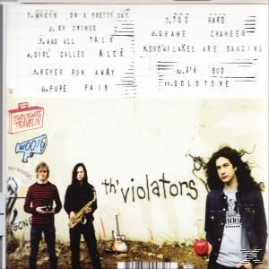Albumcover von 'th'violators'. Drei Männer stehen vor einer Graffiti-Wand. Titelliste auf der linken Seite.