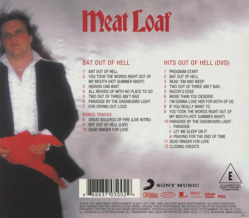 Albumcover von Meat Loaf. Er blickt nach links und hält ein rotes Objekt. Text ist weiß auf dunklem Hintergrund.