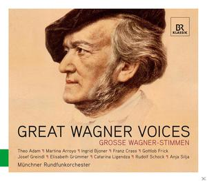 Albumcover mit 'Great Wagner Voices'. Bild eines Mannes mit Text und Logo.