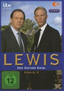 DVD-Cover: Zwei Männer in Anzügen stehen vor einem Haus. Titel: Lewis, das Oxford-Verbrechen.