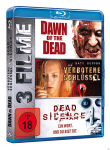 Blu-ray-Hülle: drei Filme. Text: Dawn of the Dead, Der Verbotene Schlüssel, Dead Silence.