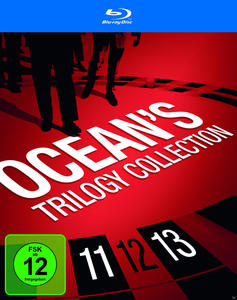 Ocean's Trilogy Collection Blu-ray-Cover in Rot, mit Figuren und Zahlen.