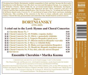 CD-Cover. Text: Dmitry Bortniansky. Ich rief zum Herrn. Titelliste. Naxos-Logo. Dunkler Hintergrund.
