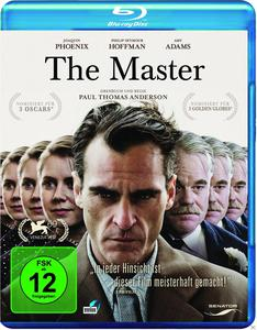 Blu-ray-Cover mit Gesichtern von Schauspielern, Titel "The Master" und einer Bewertung.