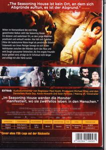 DVD-Cover für den Film "The Seasoning House" mit einer dunklen und intensiven Szene.