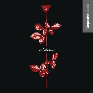 Depeche Mode Albumcover. Zwei rote Rosen auf schwarzem Hintergrund, mit dem Wort 'violator'.