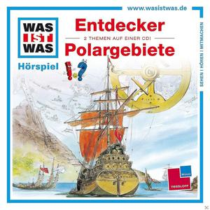 Cover einer Lern-CD über Polarregionen mit Schiff und Entdeckern im Cartoon-Stil.