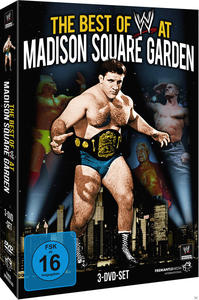 DVD-Hülle mit einem Wrestler auf der Vorderseite. Der Titel lautet 'The Best of WWE at Madison Square Garden'.