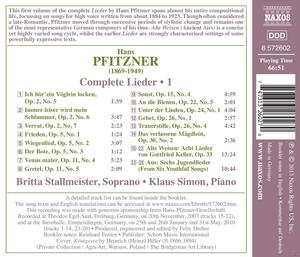 CD-Cover: Complete Lieder von Hans Pfitzner. Text auf weißem Hintergrund.